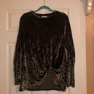 Anthropology Hummingbird Tunic Velvet Size Medium Forest Green Cinched